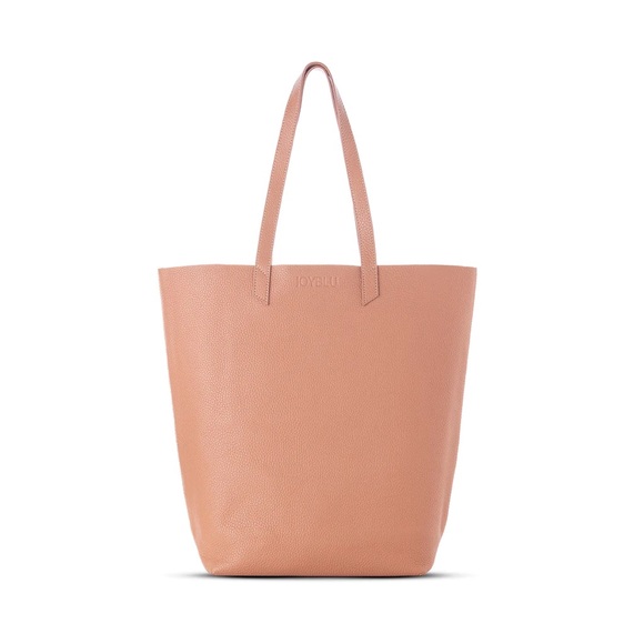 Genuine Italian Leather Shoulder Tote Bag / Nude / Tan